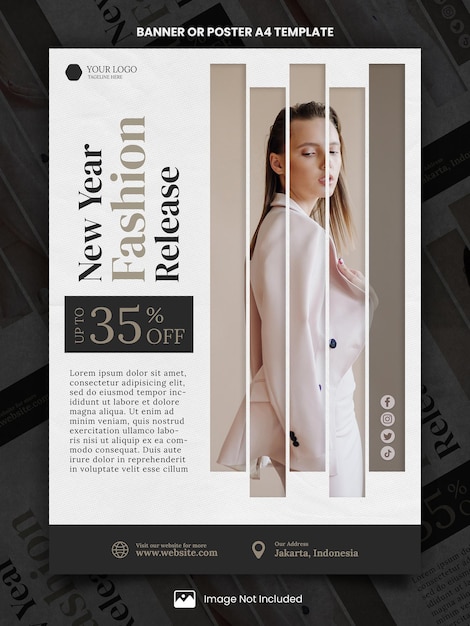 New year fashion sale poster a4 or banner template