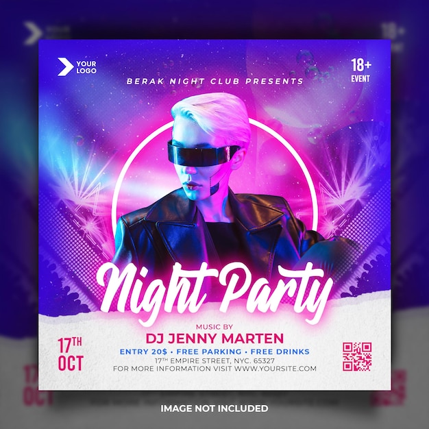 Night club dj party flyer template