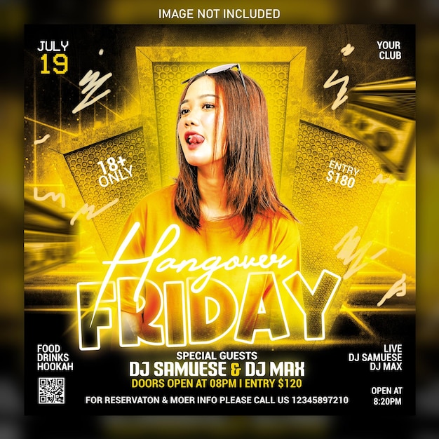 Night club party flyer social media post and web banner template psd