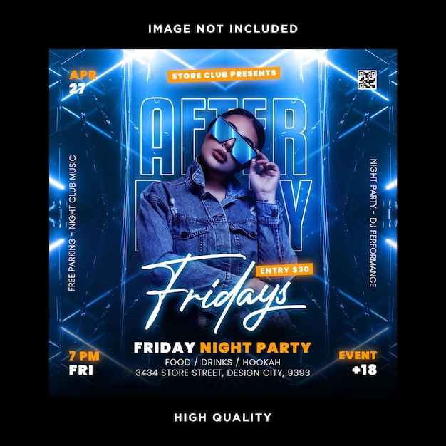 Night club party poster design flyer template
