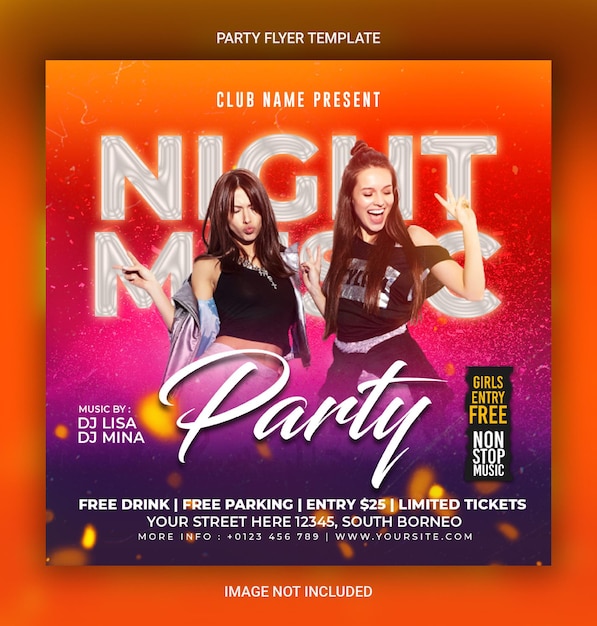Night masti party flyer template theme design