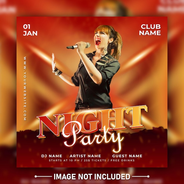 Night music party social media post design