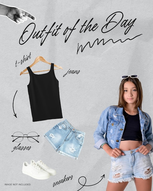 Outfit of the day summer fashion look instagram post template