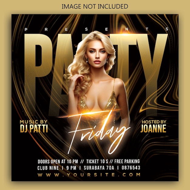 Psd club dj party flyer social media post