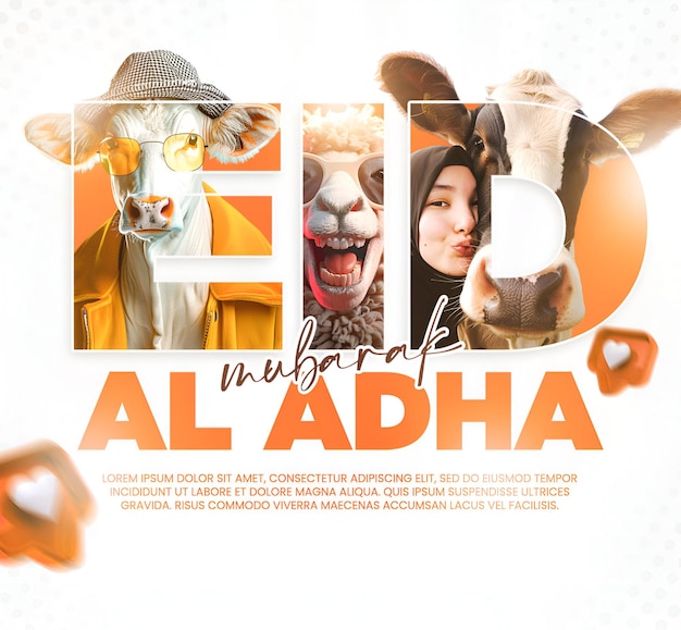 Psd eid al adha social media post happy eid ul adha greeting card with editable text design