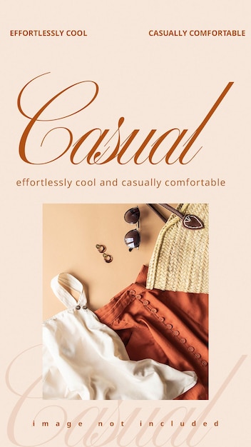 Psd fashion casual style calligraphy design for social media and instagram story template