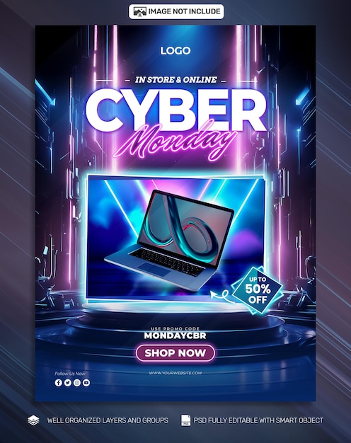 Psd free psd cyber monday poster and flyer promo social media tamplates banner