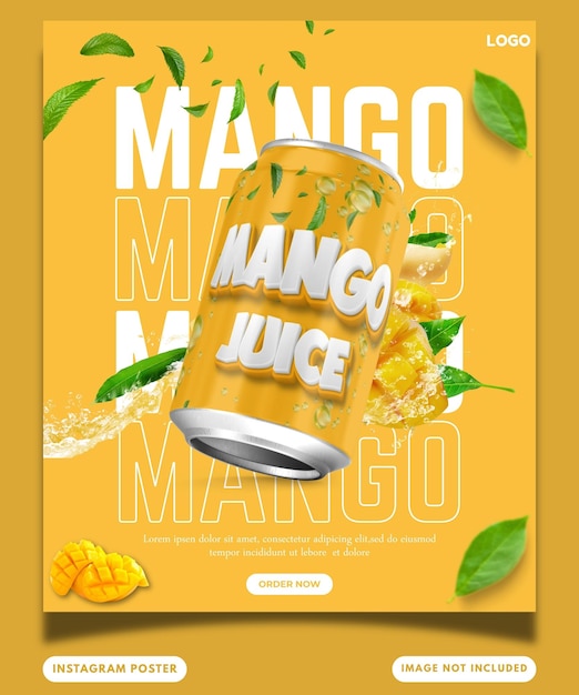 Psd fresh mango drink template design a social media post
