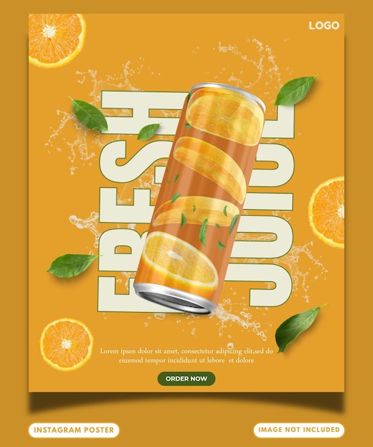 Psd fresh orange drink template design a social media post