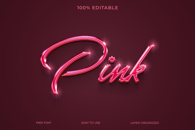 Psd pink 3d text style effect