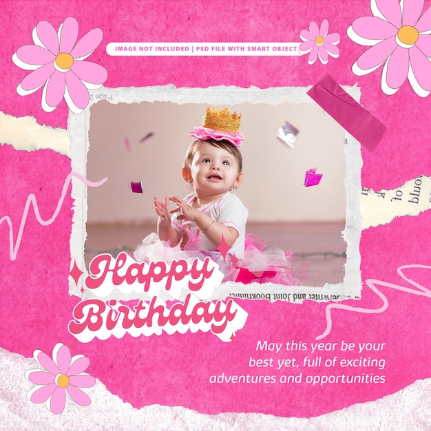 Psd social media moodboard birthday frame mockup