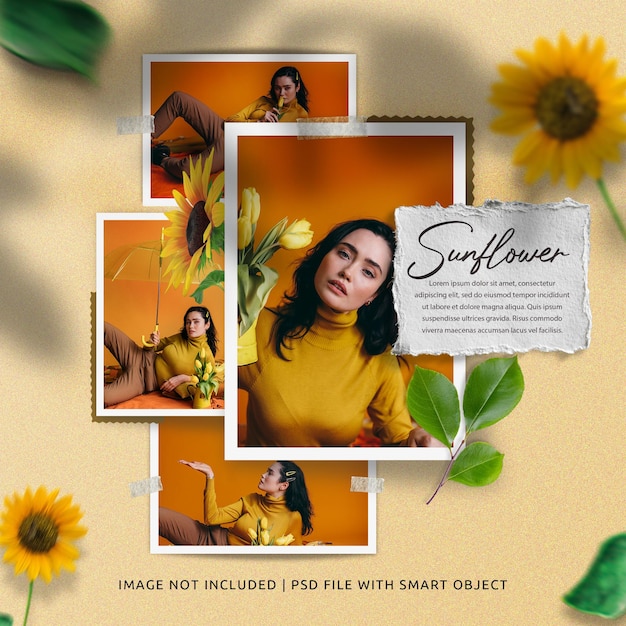 Psd social media photo moodboard frame mockup