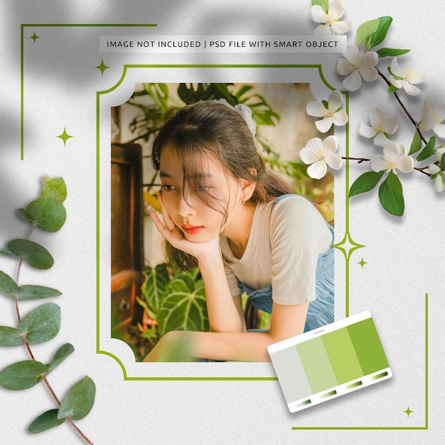 Psd social media photo moodboard frame mockup