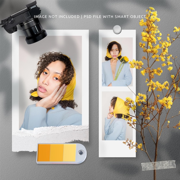 Psd social media photo moodboard frame mockup