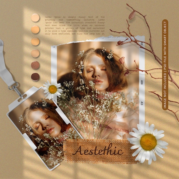 Psd social media photo moodboard frame mockup