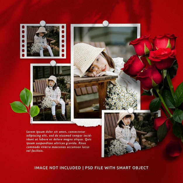 Psd social media photo moodboard frame mockup