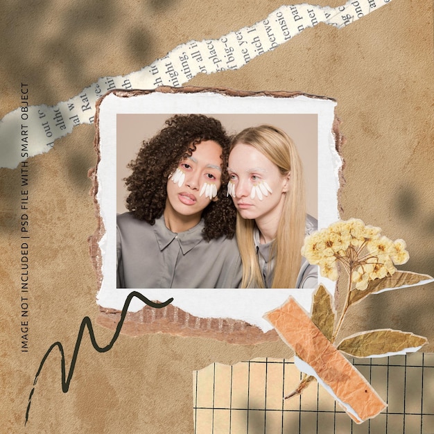 Psd social media post moodboard frame mockup