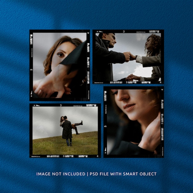 Psd square social media post photo frame moodboard collage mockup