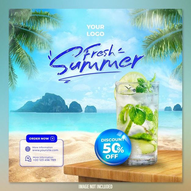 Psd summer fresh menu instagram post banner template