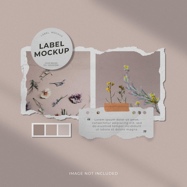 Realistic and simple photo frame set moodboard mockup square mood board mockup template