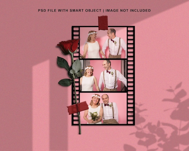 Realistic valentines day photo frame set mockup premium psd