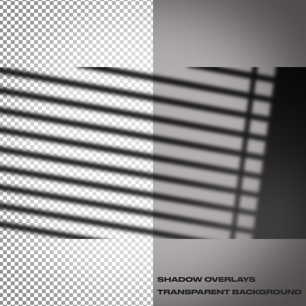 Realistic window blind shadow overlays on transparent background