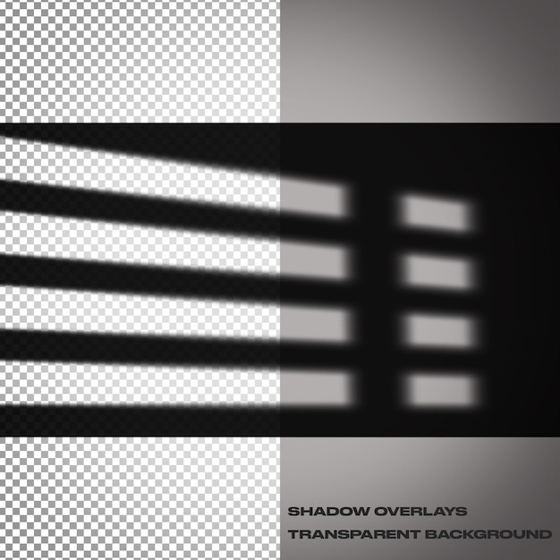 Realistic window blinds shadow overlays for transparent backgrounds