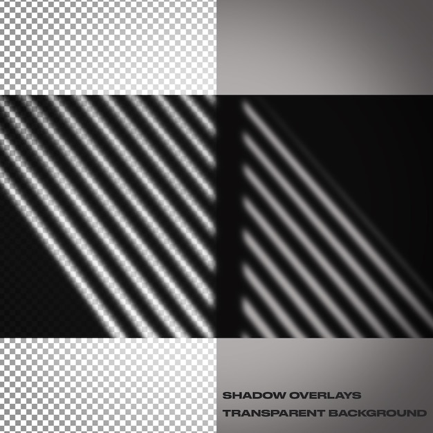 Realistic window blinds shadow overlays with transparent background
