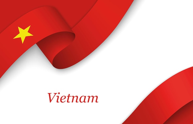 Ribbon with fllag of vietnam on white background