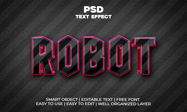 Robot 3d metallic text effect