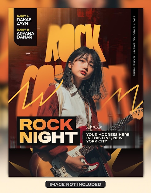 Rock music live performance show poster template