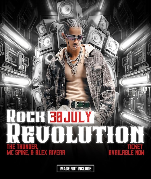 Rock revolution music event flyer template