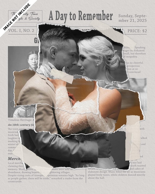 Romantic newspaper collage a day to remember