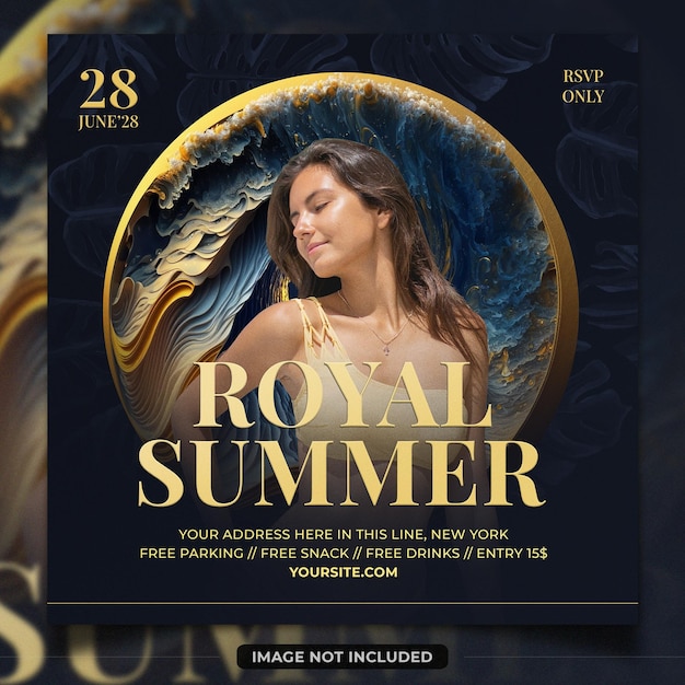 Royal summer party invitation with elegant design template