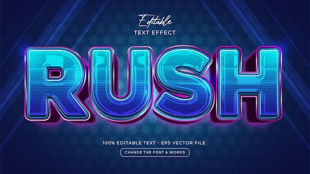 Rush editable text effect style premium vector