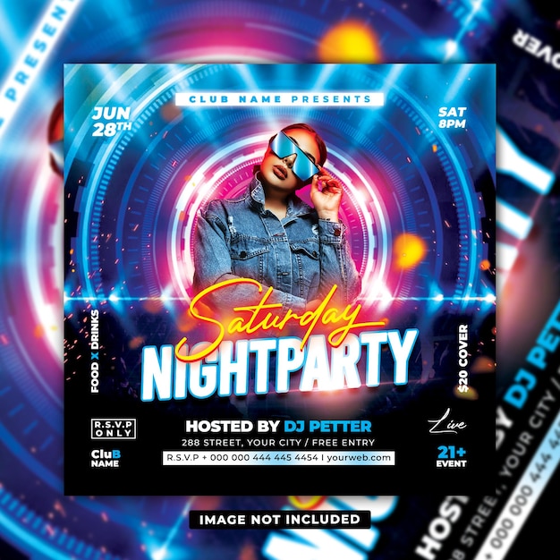 Saturday night party club dj flyer template designs