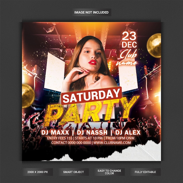 Saturday party flyer template
