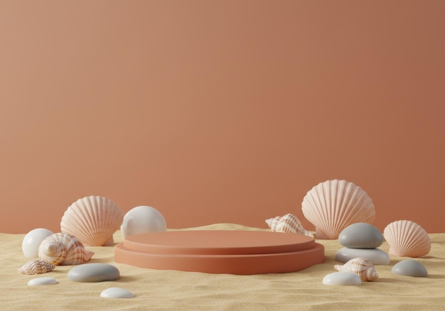 Seashell garden on a terracotta podium