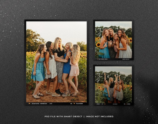 Set of polaroid photo frame mockup