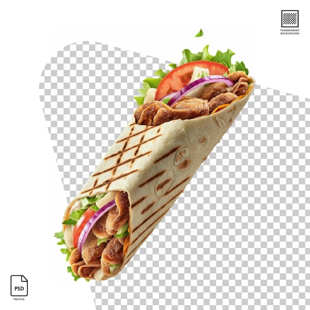 Shawarma sandwich isolated on transparent background psd