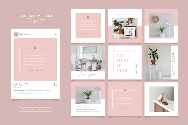 Simple and minimalist social media post template elegant clear design style