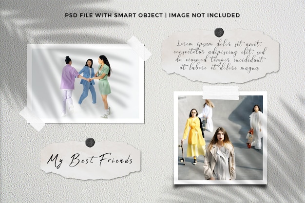 Simple minimalist moodboard photo polaroid mockup premium psd