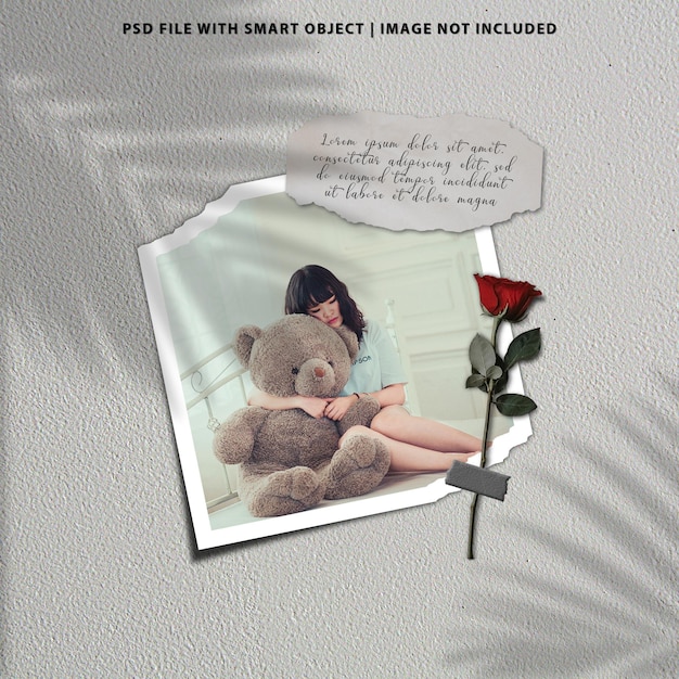 Simple minimalist moodboard photo polaroid mockup premium psd