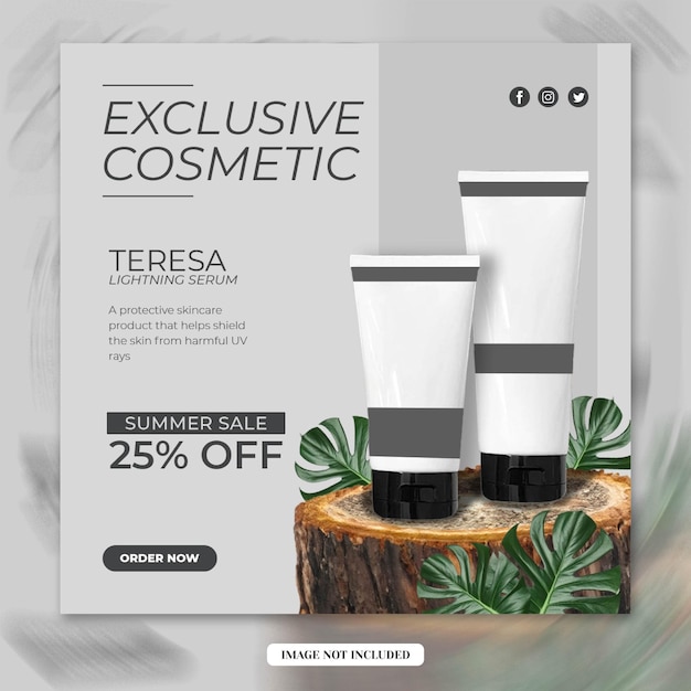 Skin care cosmetic beauty skin product promotion social media instagram banner template