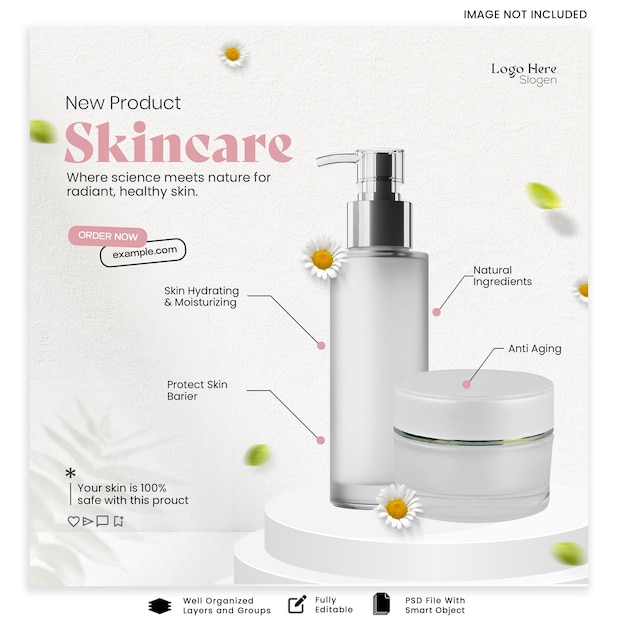 Skincare cosmetic product social media post instagram template