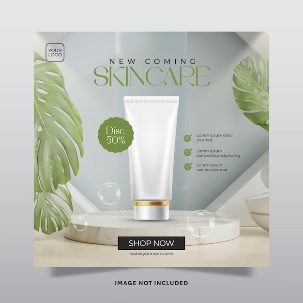 Skincare product promotion social media post psd template 01