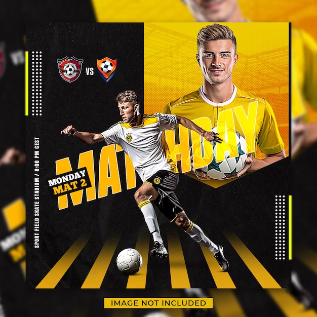 Soccer football match day flyer and social media banner template