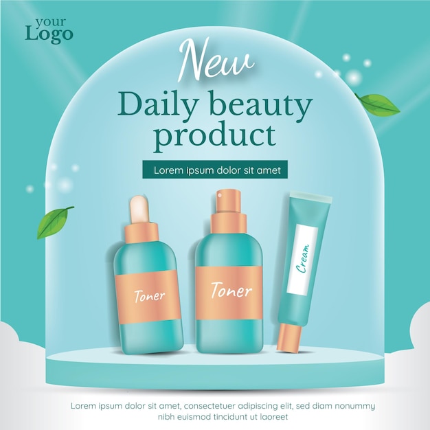 Social media feed poster design vintage modern beauty product catalogue template editable product