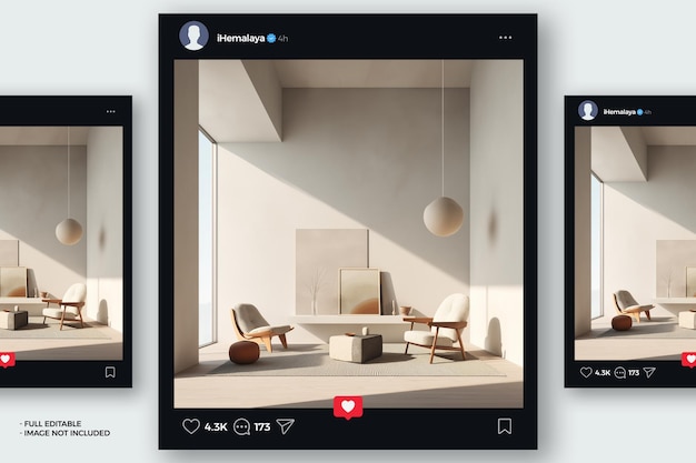 Social media instagram post mockup dark mode