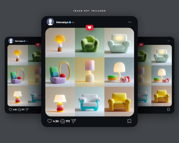 Social media instagram post mockup darkmode